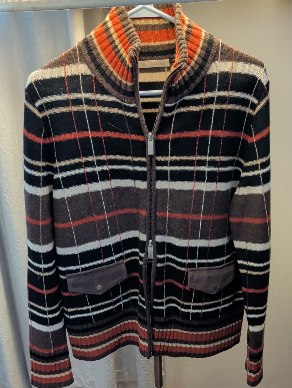 Vintage Wool Sweater With Leather Details